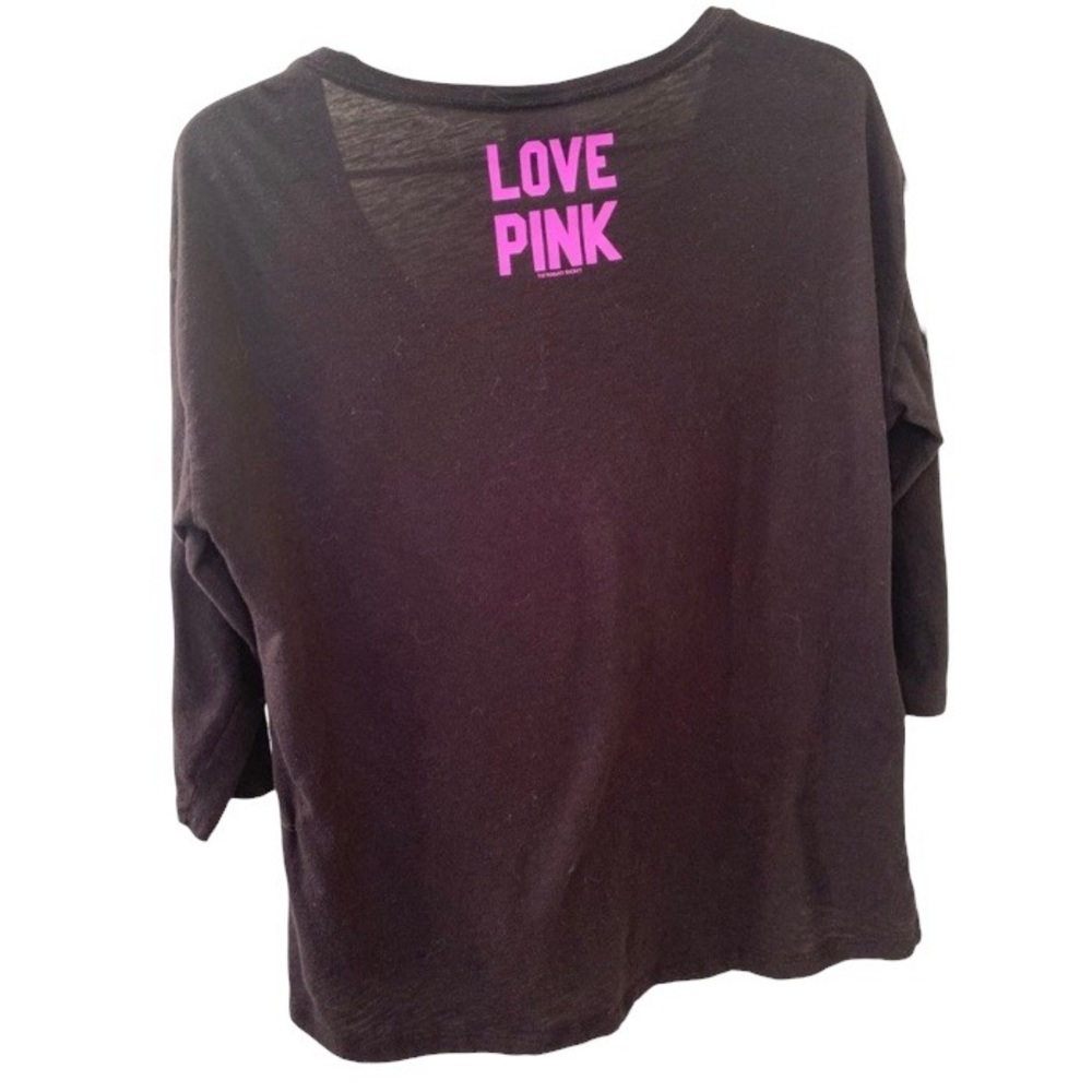 VS PINK with 5TH & OCEAN CLOTHING Colorado Rockies Black & Pink V Neck Tee Shirt